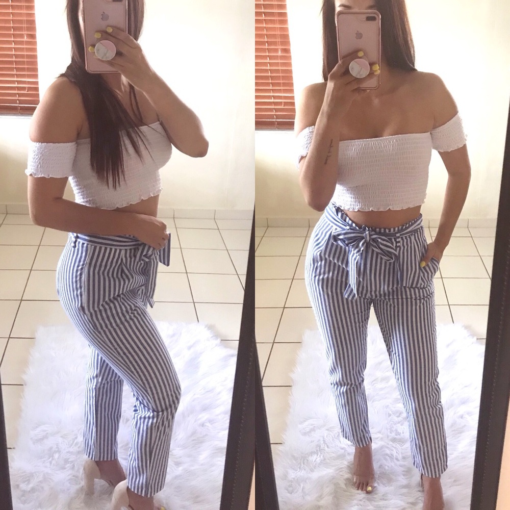 1DAYSALE✨ LAST 1 //  ‘GENI’ Striped Paperbag Pants - Picture 2 of 3